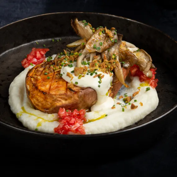 Батат с вешенками