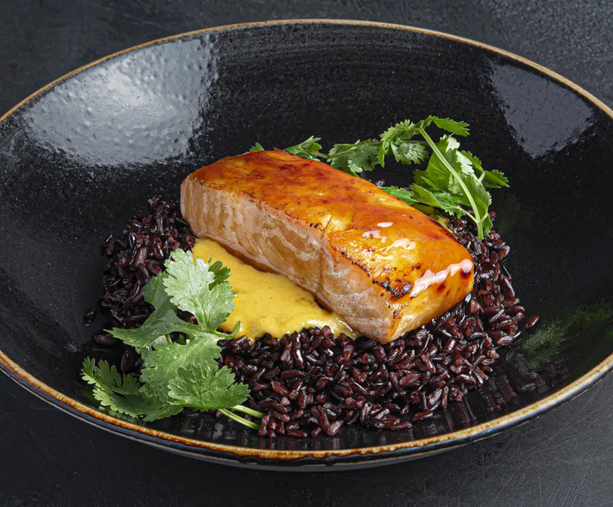 Salmon with red rice