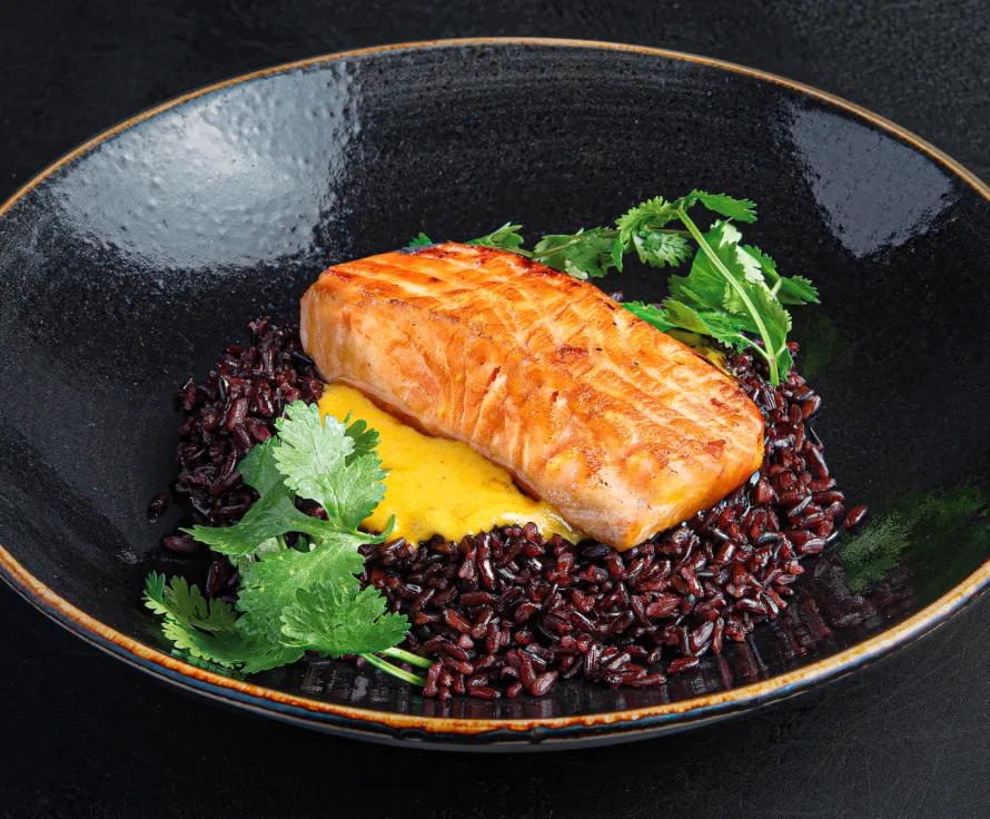 Salmon with red rice