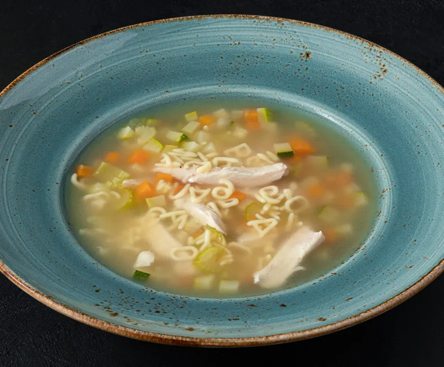 Alphabet chicken noodle soup